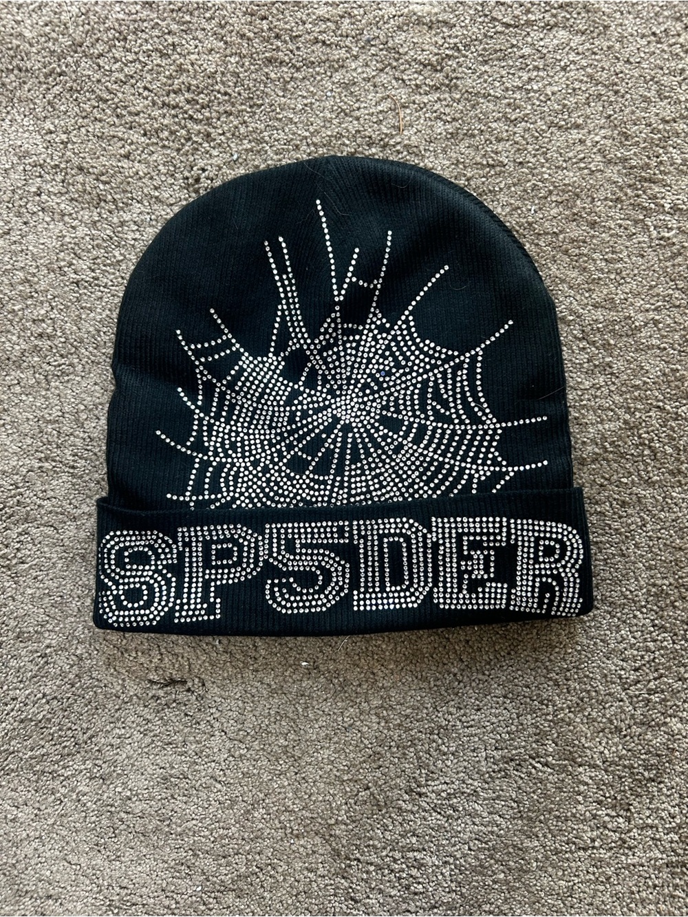 Sp5der Worldwide Rhinestone Web Beanie - Black